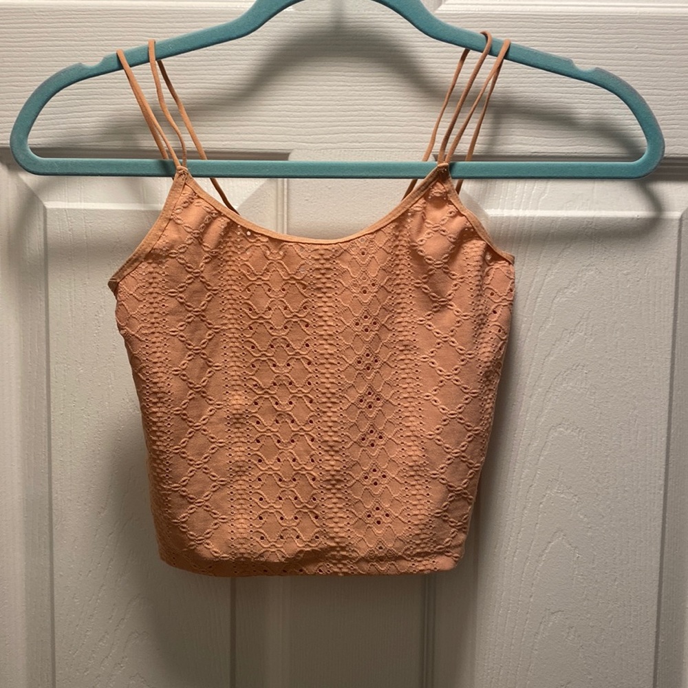 SMALL Fashion Nova Peach Lace Cropped Tank Top